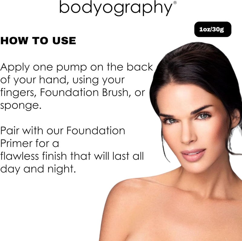 Bodyography Natural Finish Foundation - Light Medium #150, Oil-Free Anti-Aging Formula with Vitamin E & C - Image 5